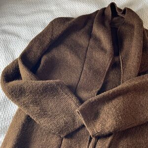 La Llama Alpaca Wool Blend Longline Brown Cardigan Sweater